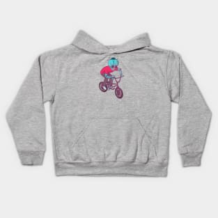 Retro Alien Riding a Bicycle Kids Hoodie